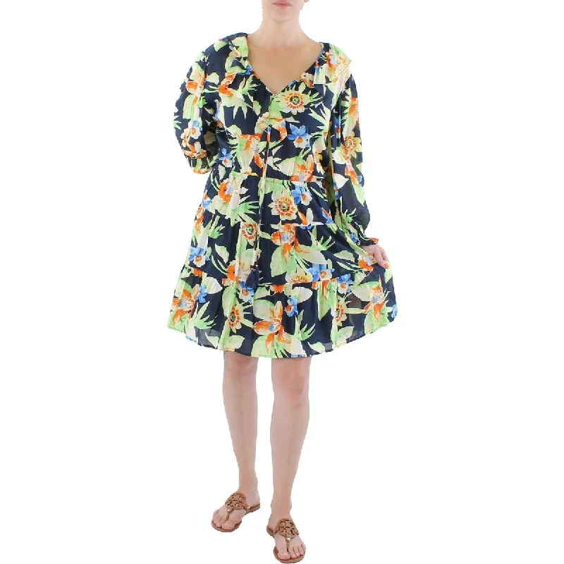 Lauren Ralph Lauren Womens Floral Knee Midi Dress