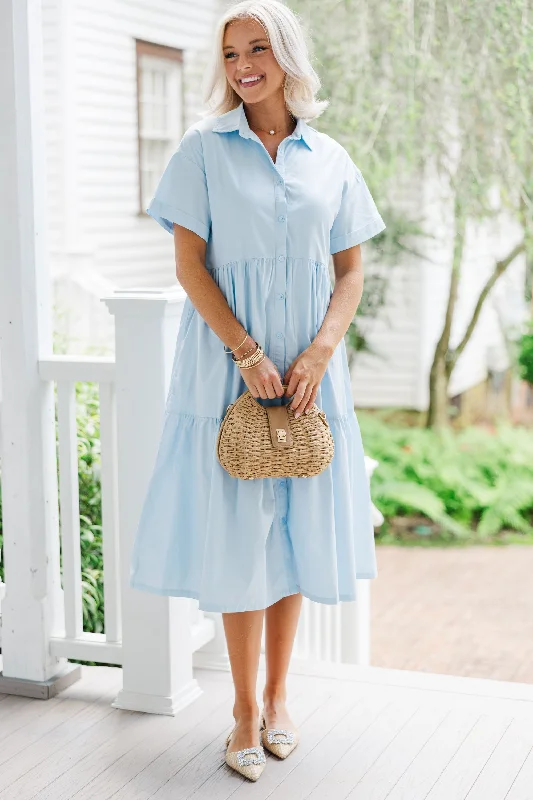 Busy Days Ahead Light Blue Midi Dress