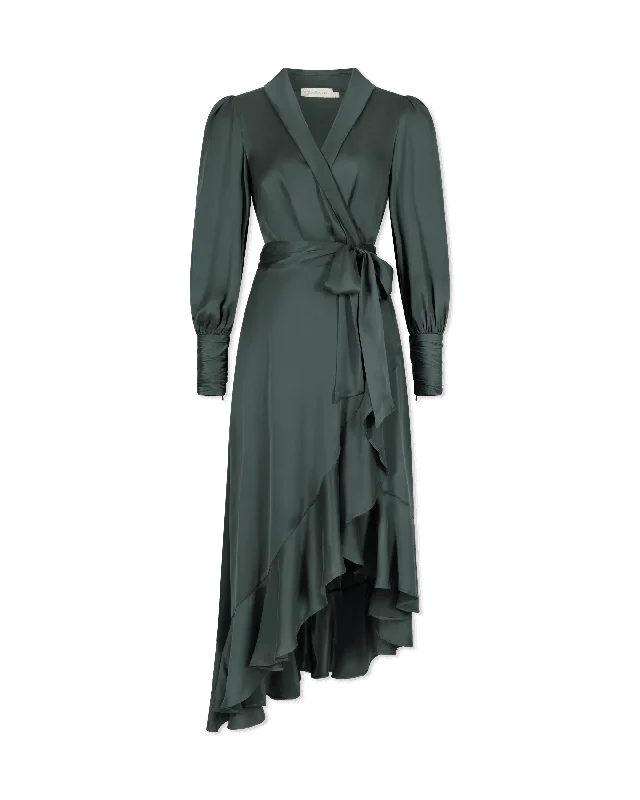 Silk Wrap Midi Dress