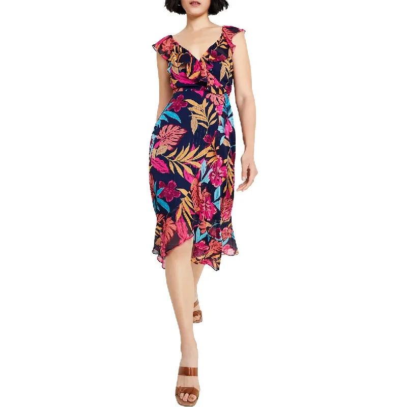 Kensie Dresses Womens Midi Ruffled Midi Dress