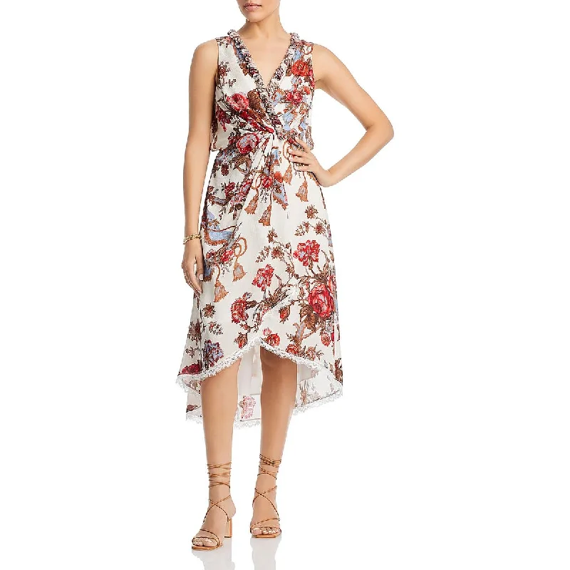 Kobi Halperin Womens Chiffon Floral Midi Dress