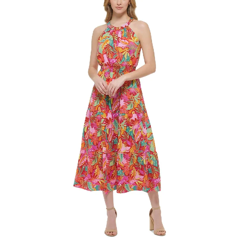 Kensie Womens Floral Halter Midi Dress