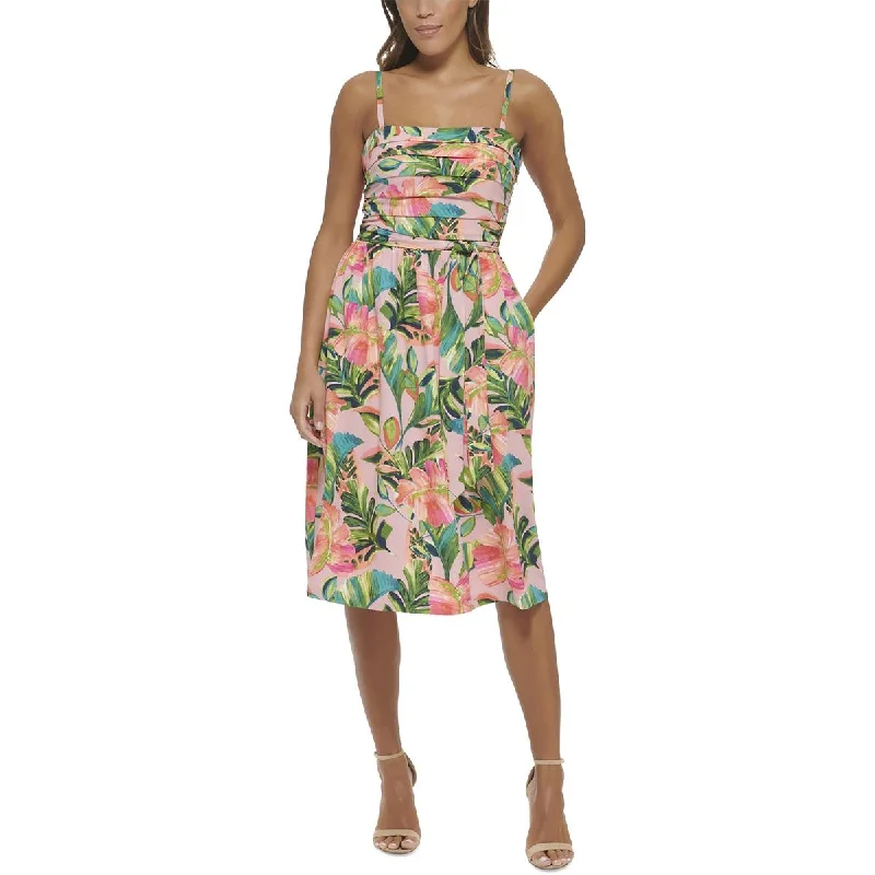 Kensie Womens Floral Pleated Midi Dress