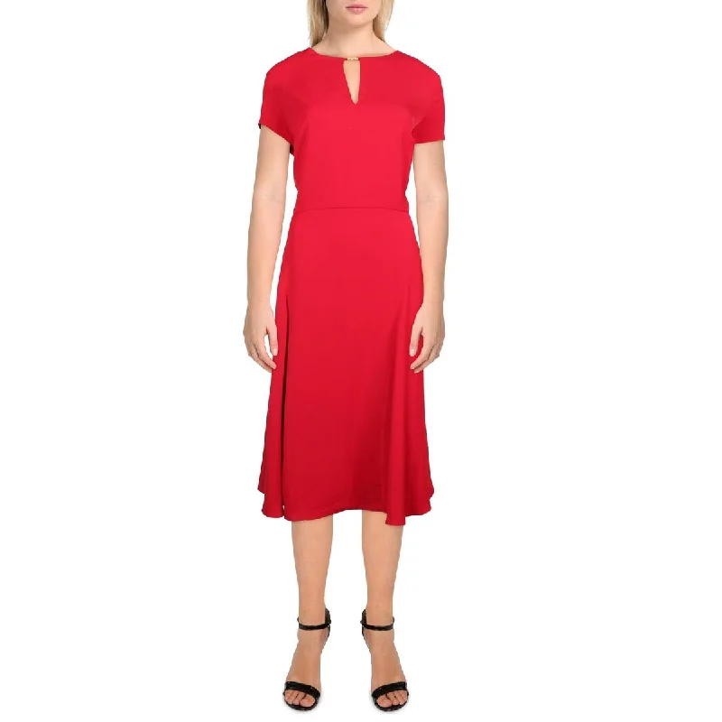 Lauren Ralph Lauren Womens Georgette Short Sleeves Midi Dress