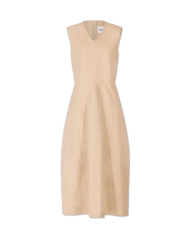 Coated Linen Sleeveless Long Dress