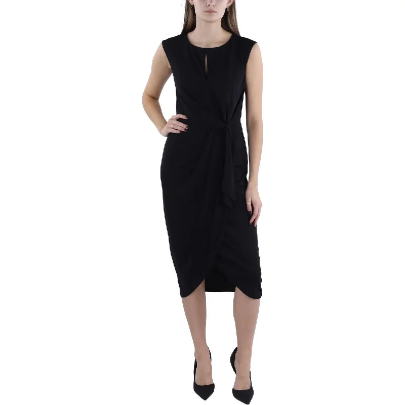 Lauren Ralph Lauren Womens Stretch Wrapped Midi Dress