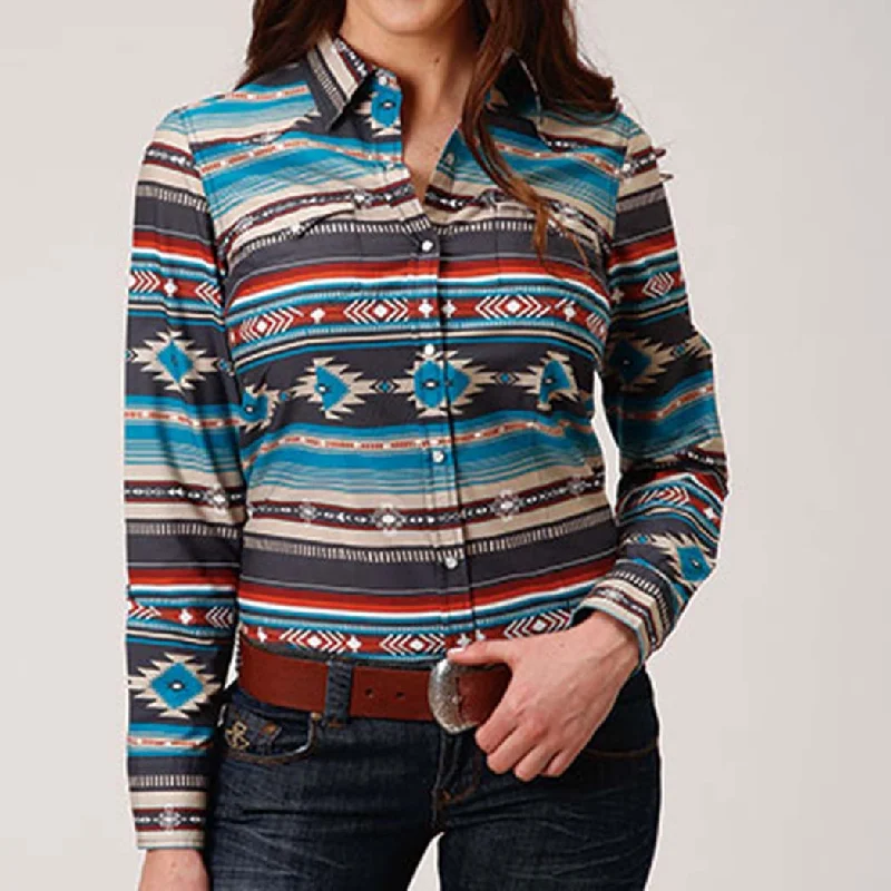 Woman's Aztec Blanket Print Western Shirt