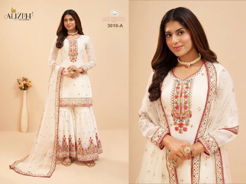 3018 A Heavy Georgette Embroidered Plazzo Suit