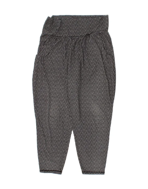 PRANA Womens High Waist Tracksuit Trousers UK 12 Medium Grey Geometric