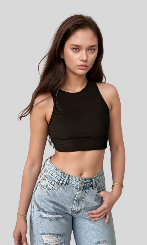 Women Crop Tank Top (Black)