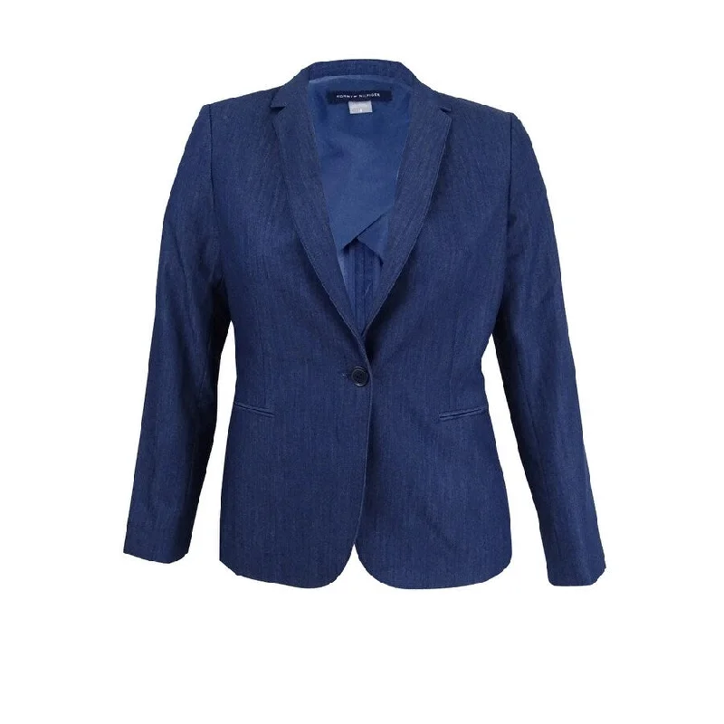 Tommy Hilfiger Women's Denim Blazer (4, Light Wash Denim)