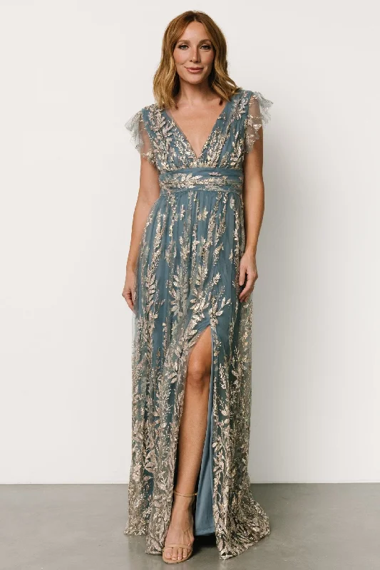 Karina Shimmer Gown | Blue + Rose Gold