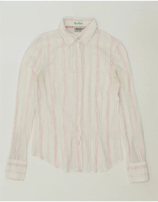 WOOLRICH Womens Shirt UK 12 Medium White Striped