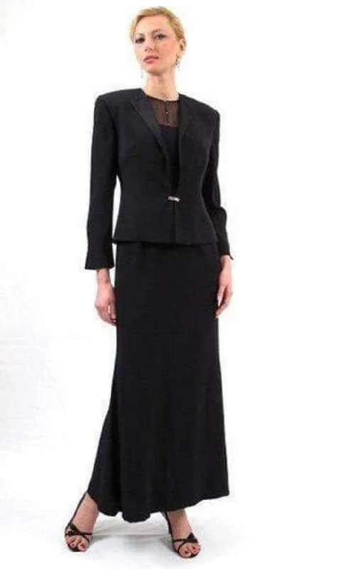 Alexander by Daymor - 2105 Classy Beaded Sheer Yoke Sheath Gown With Jacket