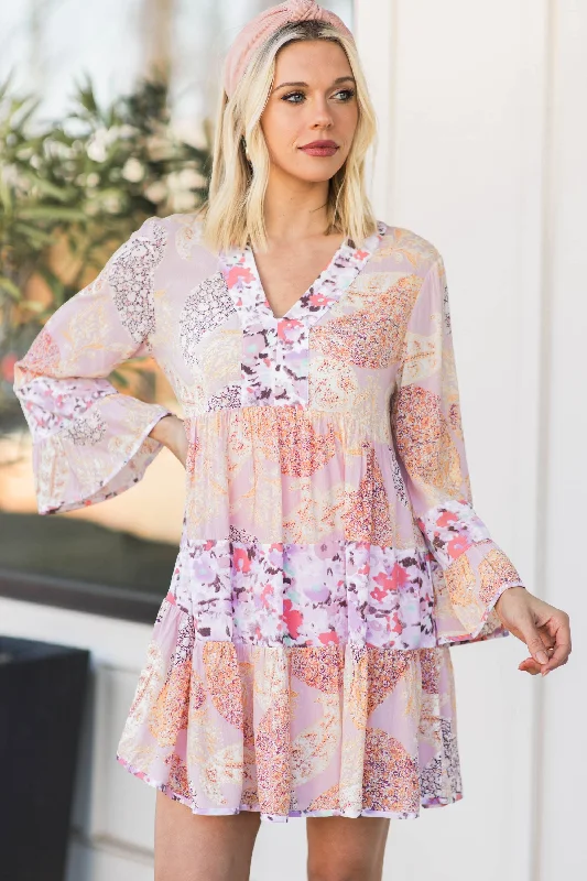 Thinking Of You Blush Pink Mixed Print Dress