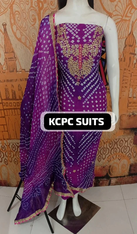 KcPc New Art Silk Bandhani GotapattiWork Salwar Suit KML