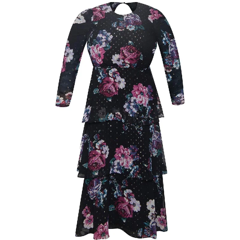 Rachel Rachel Roy Womens Plus Floral Tiered Maxi Dress