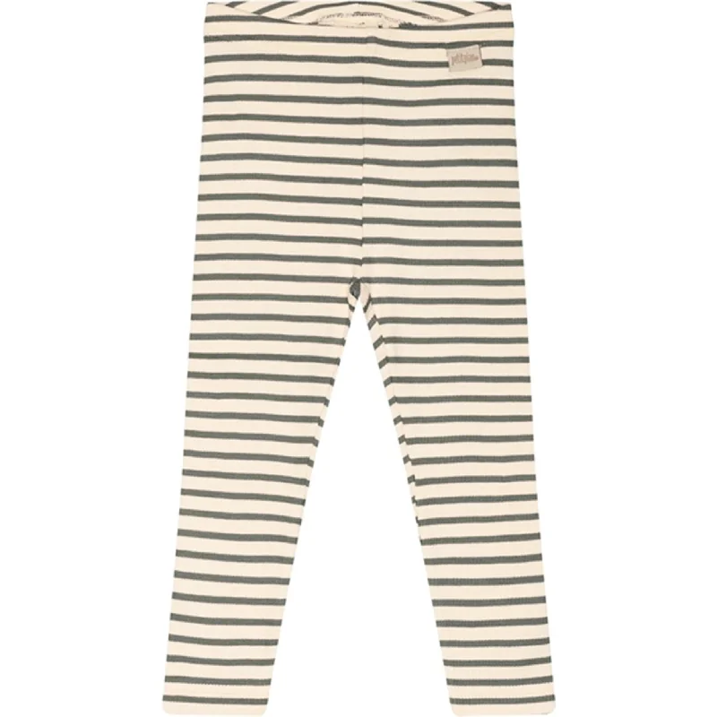 Petit Piao® Balsam Green/Off White Leggings Modal Striped