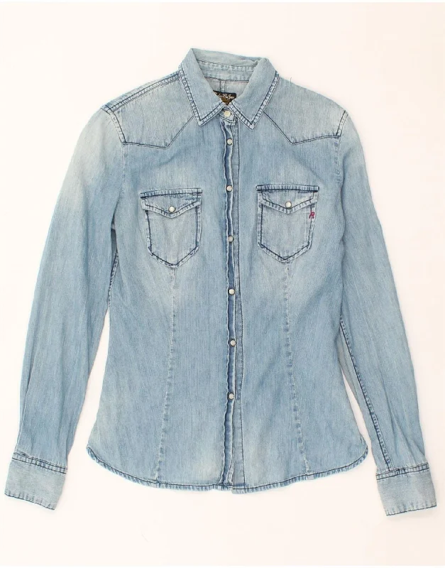 REPLAY Womens Denim Shirt UK 10 Small Blue Cotton