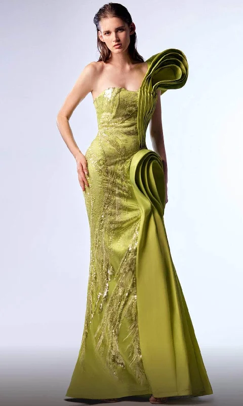 MNM Couture G1712 - Draped One Shoulder Long Gown