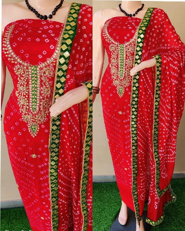 KcPc New Art Silk Bandhani Gotapatti Work Salwar Suit KML