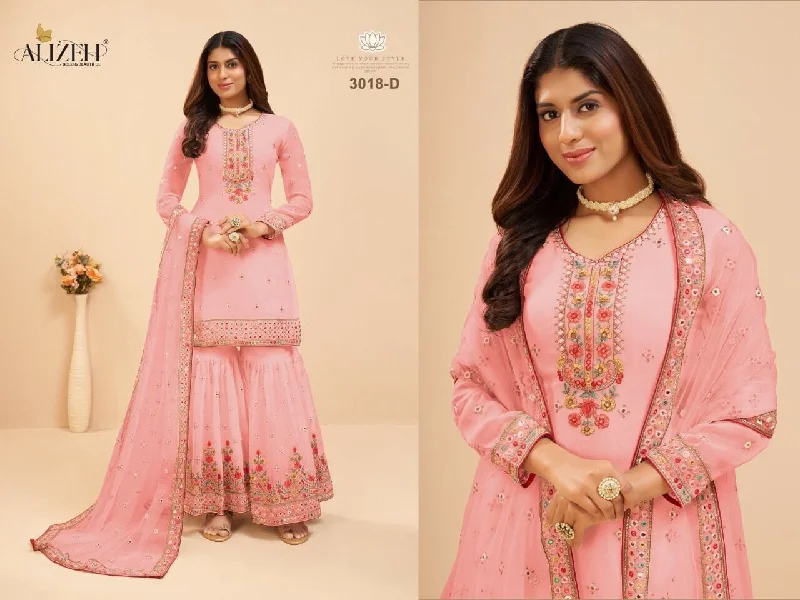 3018 D Heavy Georgette Embroidered Plazzo Suit