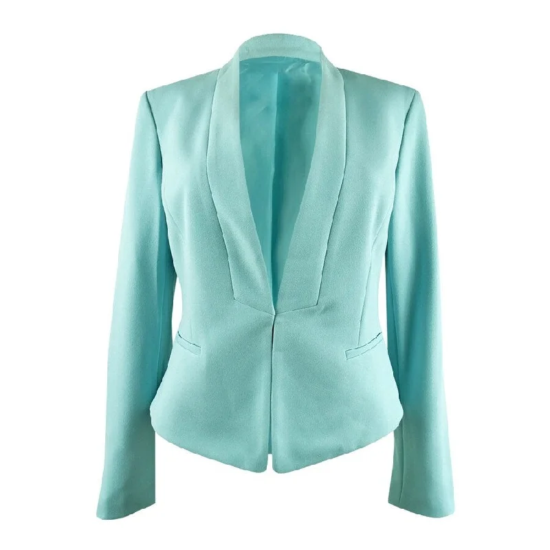 Nine West Women's Shawl-Collar Crepe Jacket (XS, Blue Meadow)