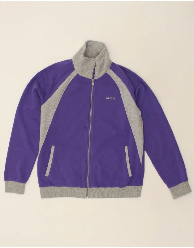 REEBOK Womens Tracksuit Top Jacket UK 20/22 XL Purple Colourblock Cotton