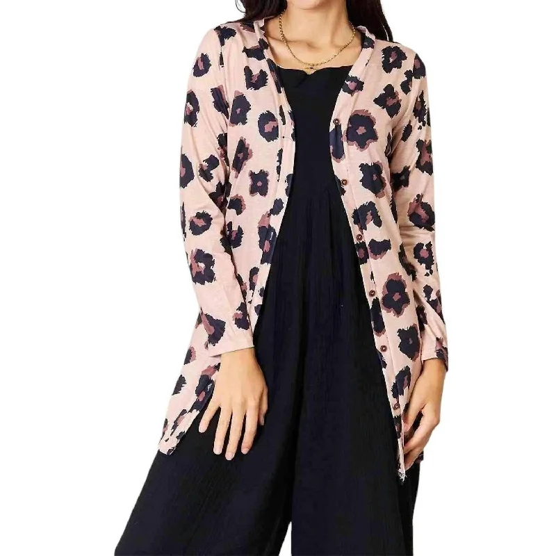 Double Take - Chic Button-Up Cardigan With Print