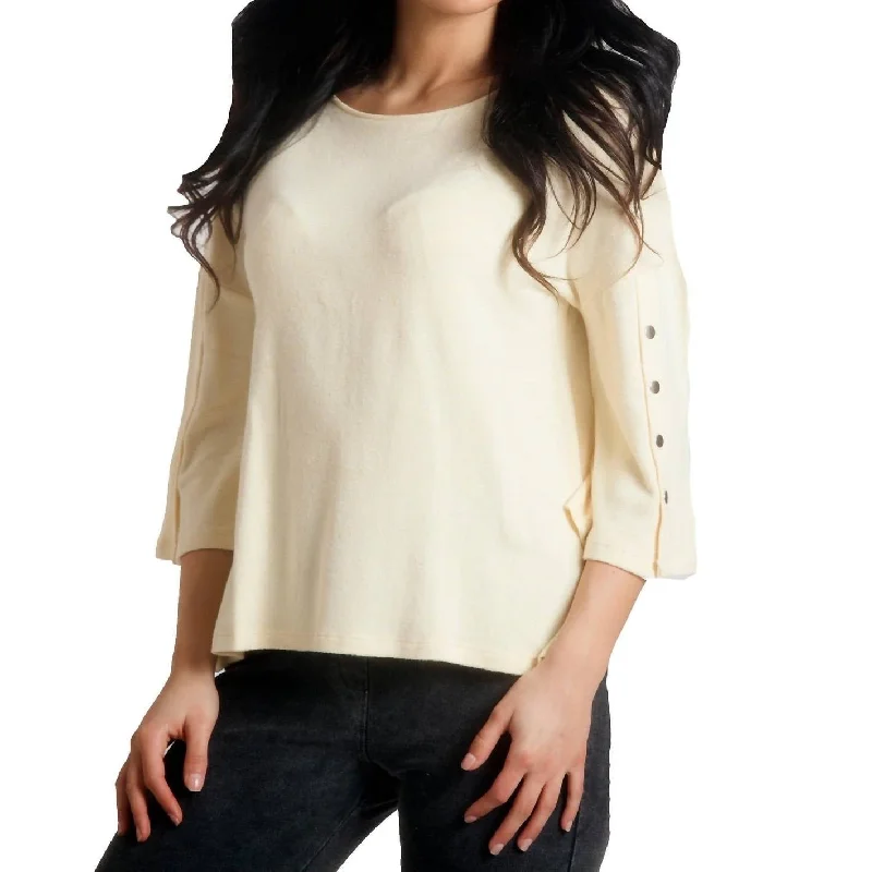 French Kyss - Adriana Kashmira 3/4 Button Sleeve Sweater