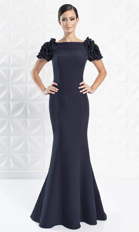 Alexander by Daymor - 1270 Embellished Bateau Long Trumpet Dress