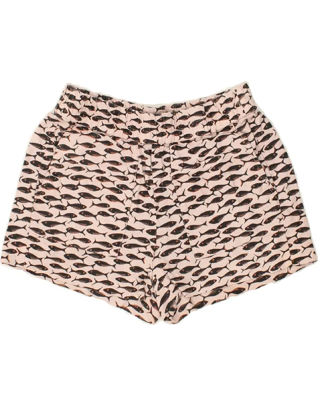 J. CREW Womens Sport Shorts UK 10 Small Pink Animal Print Linen