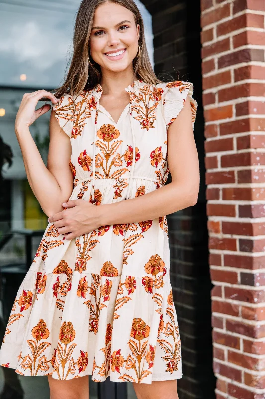 Just That Simple Cream White Floral Dress