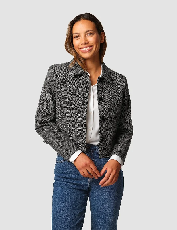 Serene Short Jacket Grey Herringbone