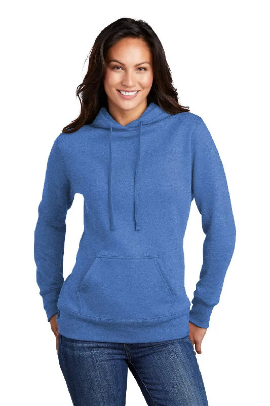 Port & Company Womens Core Fleece Hooded Sweatshirt Hoodie w/ Pouch Pocket - Heather Royal Blue