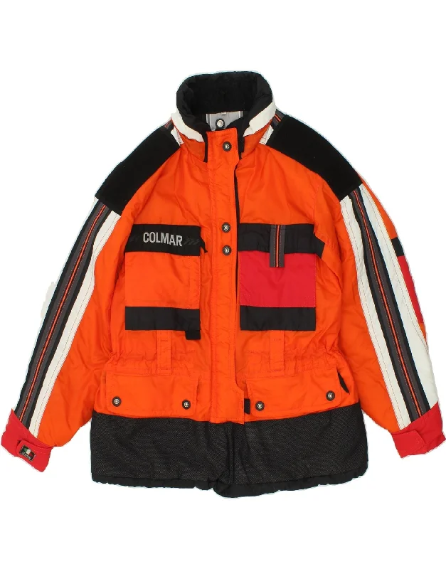 COLMAR Womens Hooded Ski Jacket IT 50 XL Orange Colourblock