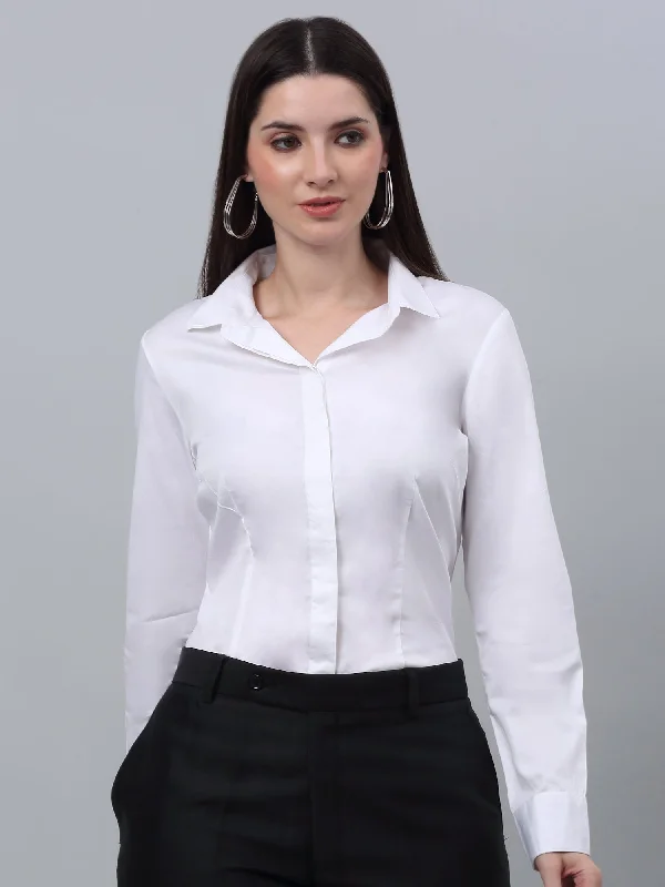 Women's Formal Slim Fit White Regular Full Sleeve  Shirt