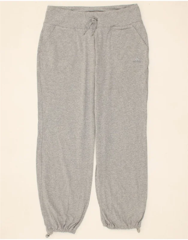 ADIDAS Womens Tracksuit Trousers Joggers UK 14 Medium  Grey Cotton