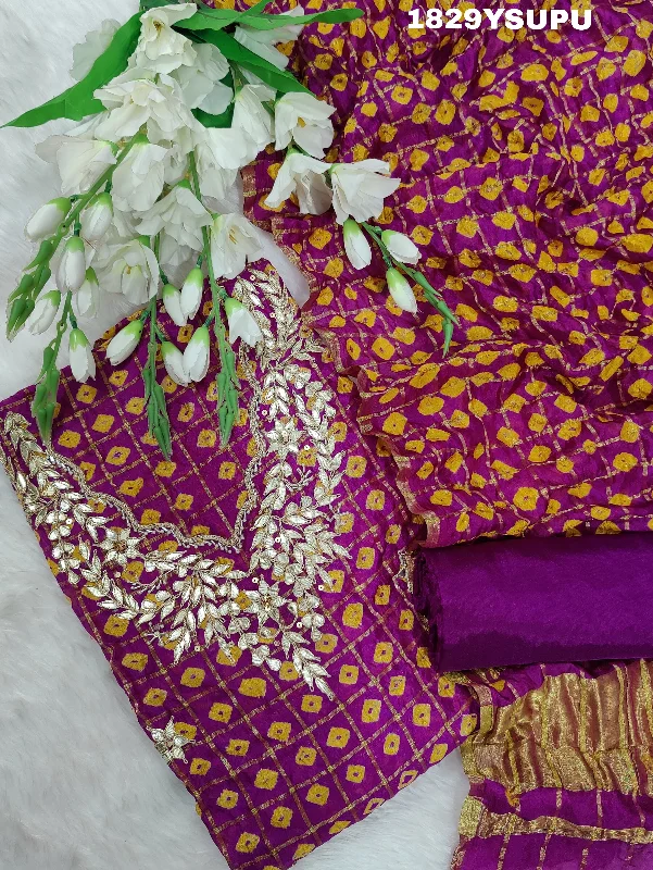 KcPc New Art Silk Bandhani Gharchola With Gotapatti Work suit  KML