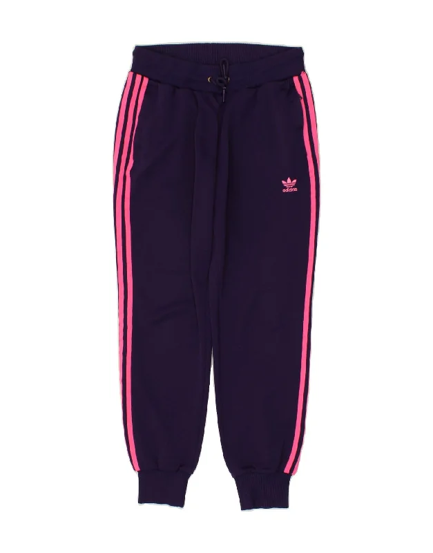 ADIDAS Womens Tracksuit Trousers Joggers UK 12 Medium Purple Polyester