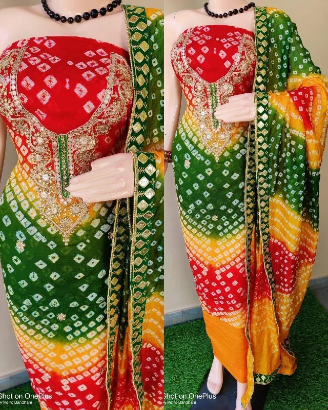 KcPc New Art Silk Bandhani Gotapatti Work Salwar Suit KML