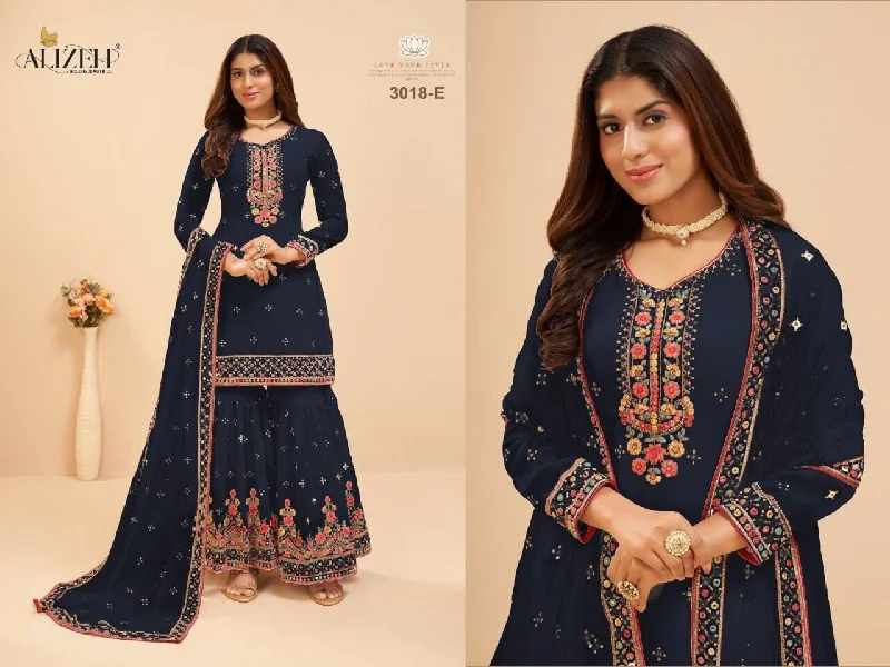 3018 E Heavy Georgette Embroidered Plazzo Suit