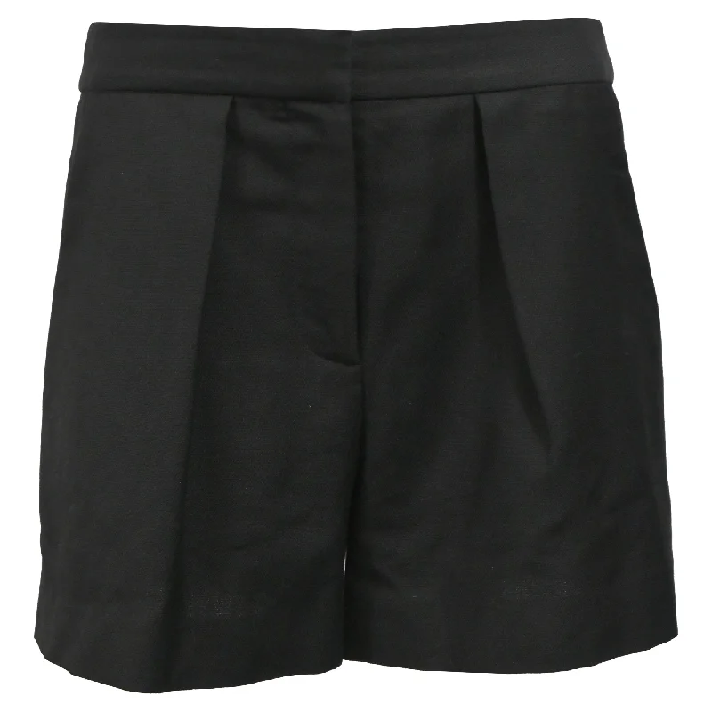 Stella Mccartney Pleated High-Rise Tailored Shorts in Black Wool