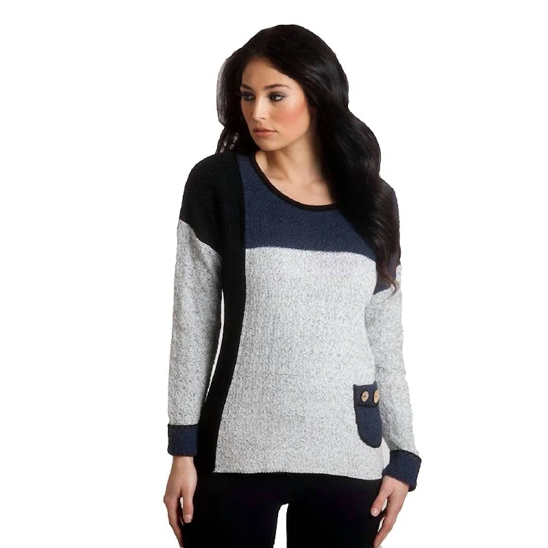 French Kyss - Boucle Color Block Crew Sweater