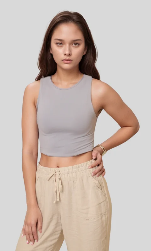 Women Crop Tank Top (Grey)