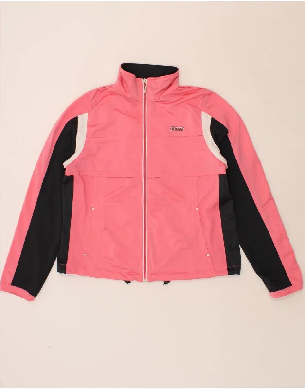 DIADORA Womens Tracksuit Top Jacket UK 14 Large Pink Colourblock Polyester