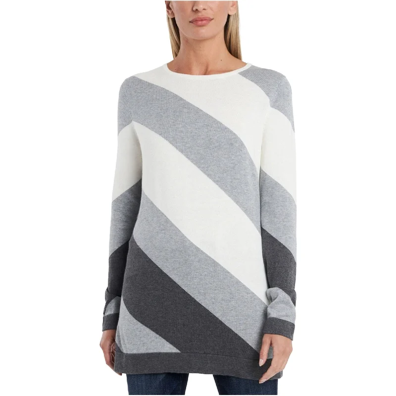 Vince Camuto Womens Asymmetrical Stripe Pullover Sweater