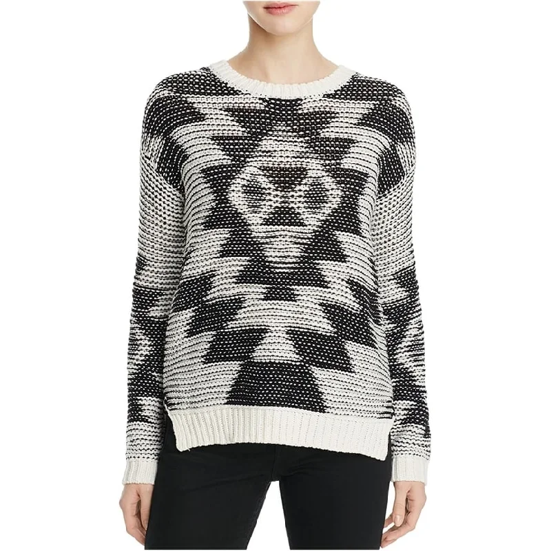 Elan Womens Aztec Knit Sweater, Off-White, Small