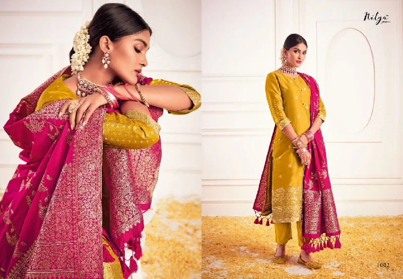 1002 Nitya Silk Jaquard Straight Cut Suit