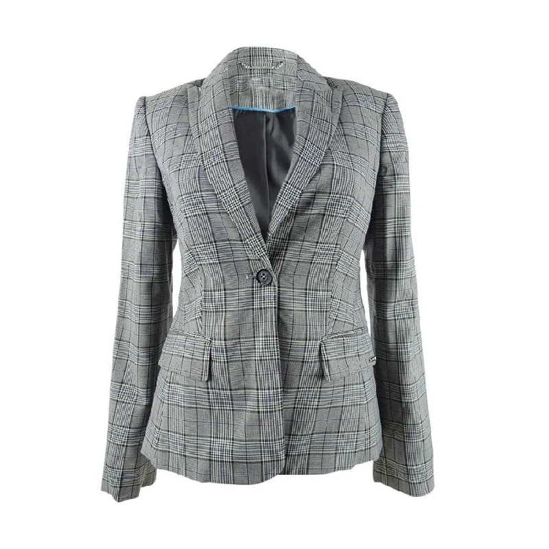 Calvin Klein Women's Plaid One-Button Blazer